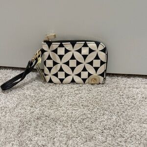 Spartina 449 Black and Cream Geometric Wristlet